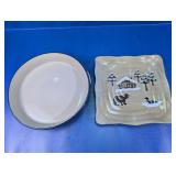Ceramic Winter Scene Plate & Bowl