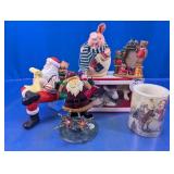(6)Assorted Holiday Figurines & Christmas Decor