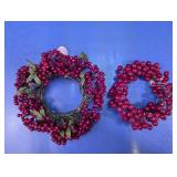 (2)Red Berry Decorative Candle Wreath Duo