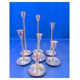 (7)Tapered Silver Candlestick Holders Set