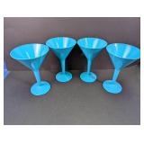 Blue Plastic Stemmed Martini Glasses