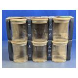 (2) Round Glass Canister Set with Bamboo Lids