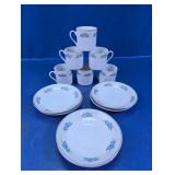 White Floral Teacups & Saucers Set