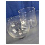 Set of 2 Clear Glass Decorative Vases