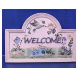 Garden Birds and Flowers "Welcome" Wall Plaque