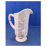 White Embossed Glass Pitcher