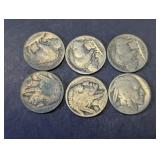 (6)Vintage Buffalo Nickels Lot
