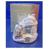 Vintage Enesco Mice Sledding Musical House