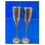 Silver Plated Brass Bow Toasting Flutes