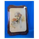 Decorative Framed Lady Portrait Wall Plaque