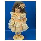 Porcelain Doll w Lace Dress Stand