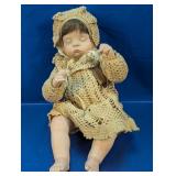 Porcelain Sleeping Baby Doll Crochet Dress