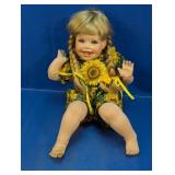 Porcelain Doll w Sunflower Outfit