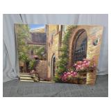 European Village Scene Large Canvas Oil Painting