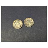 Mercury Silver Dime Coin Lot (1937 & 1942)