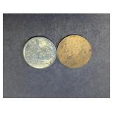 Lincoln Wheat Penny & Blank Coin