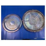 Metal Trays w/ Glass Inserts & Divided Dish