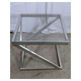 Modern Geometric Metal & Glass Side Table