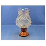 Diamond Point Glass Hurricane Candle Holder
