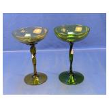 Green Glass Twisted Stem Coupes