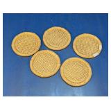 Set of 5 Faux Bamboo Woven Drink Coasters