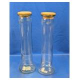 Tall Glass Decanters with Cork Stoppers