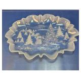 Christmas Frosted Glass Winter Scene Tray