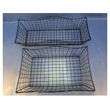 (2) Black Rectangular Wire Mesh Baskets
