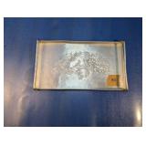 Hammered Aluminum Floral Serving Tray