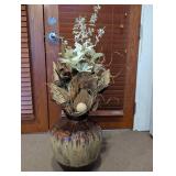 Large Glass Floor Vase w/ Decorative Fill