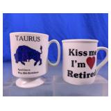 (2)Taurus Zodiac & Retirement Glass Mug Duo
