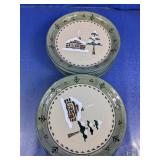 (12)Sonoma Lodge Winter Cabin Dinner Plates Lot