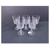 (5)Diamond Pattern Glass Cordial Stems Lot