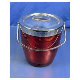 Red Ice Bucket With Tong