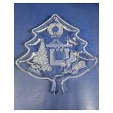 Vintage Frosted Clear Glass Christmas Tree Tray