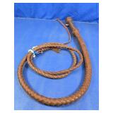 Braided Brown Leather-like Bullwhip