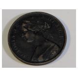 1862 Queen Victoria British One Penny Coin