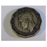 1943 George VI British Three Pence Brass Coin