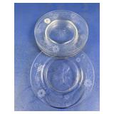 (7)Vintage Floral Etched Glass Plates Lot