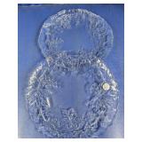 (2)Vintage Glass Grape & Leaf Platters Duo