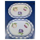 (2)Pfaltzgraff Orchard Oval Ceramic Platters Duo
