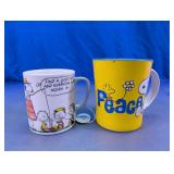 (2)Vintage Peanuts Snoopy Glass Mug Duo