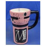 Pink Abstract Ceramic Coffee Mug with Monogram