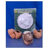 Assorted Ceramic and Wood Planters & Wall Plaque