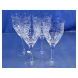 Etched Stemmed Wine Glasses Set