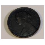 1864 Nova Scotia One Cent Queen Victoria Coin