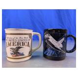(2)Vintage USA & Space Shuttle Glass Mugs Duo