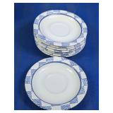 (8)Blue Patterned Ceramic Saucer Plate Set