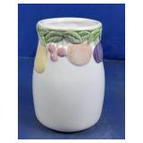 Embossed Fruit White Ceramic Utensil Holder
