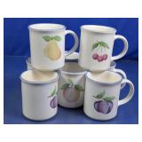 (8)Vintage Fruit Motif Ceramic Mugs Lot